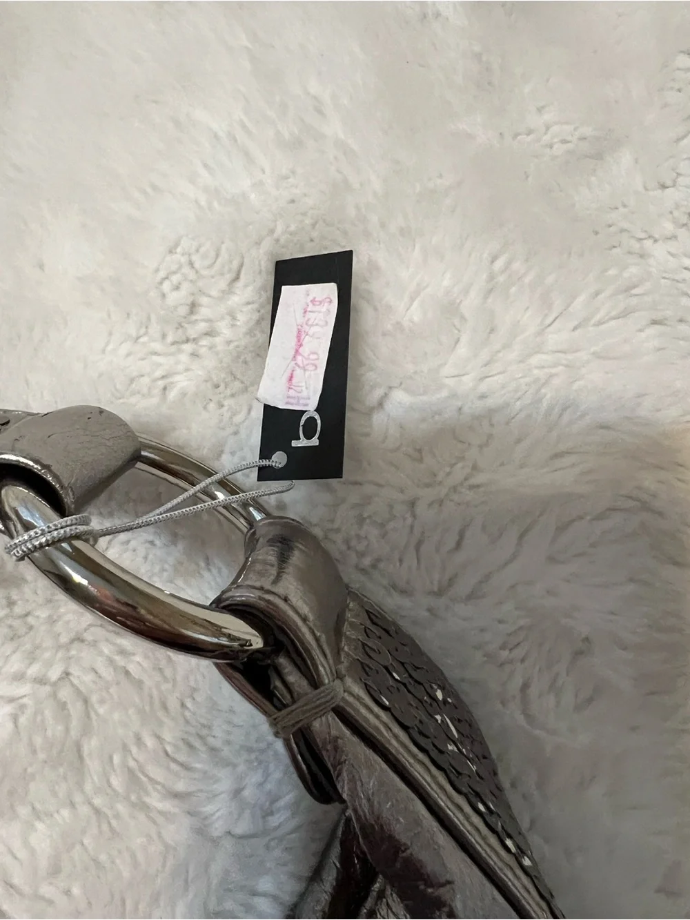 bebe Metallic Silver/pewter Fringe Hobo Shoulder Bag